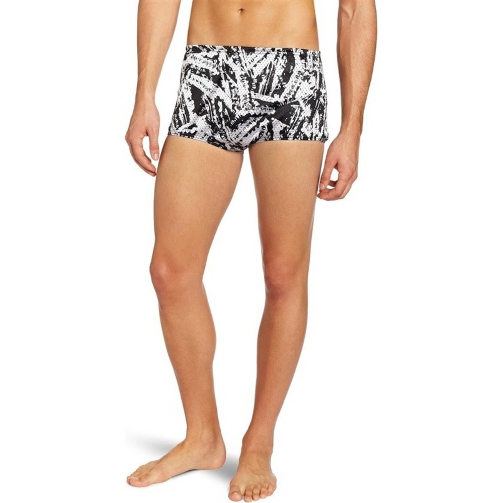 NWT Speedo 28 X-Ray Vision Mesh Flip Turns Swim Square Brief Trunk 132633